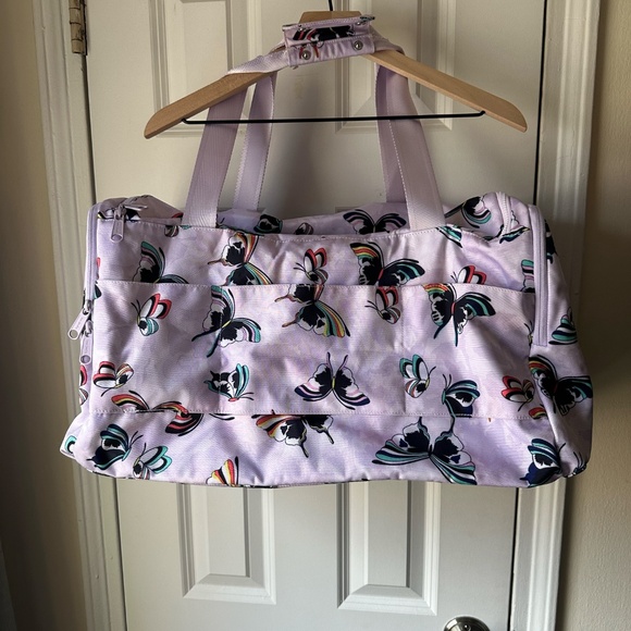 Vera Bradley ReActive Travel Duffel Bag Lavender Butterflies - Picture 2 of 5
